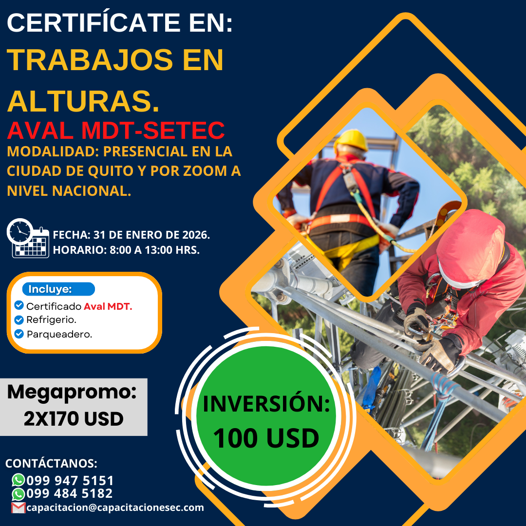 CERTIFÍCATE EN: TRABAJOS EN ALTURAS - AVAL MDT