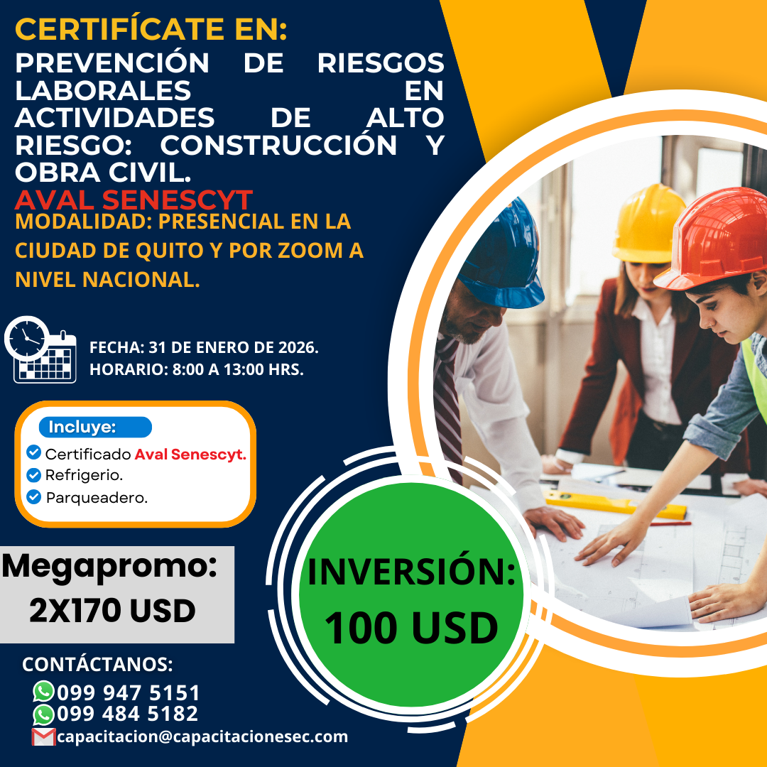 PREVENCIÓN DE RIESGOS LABORALES EN ACTIVIDADES DE ALTO RIESGO: CONSTRUCCIÓN Y OBRA CIVIL. AVAL SENESCYT